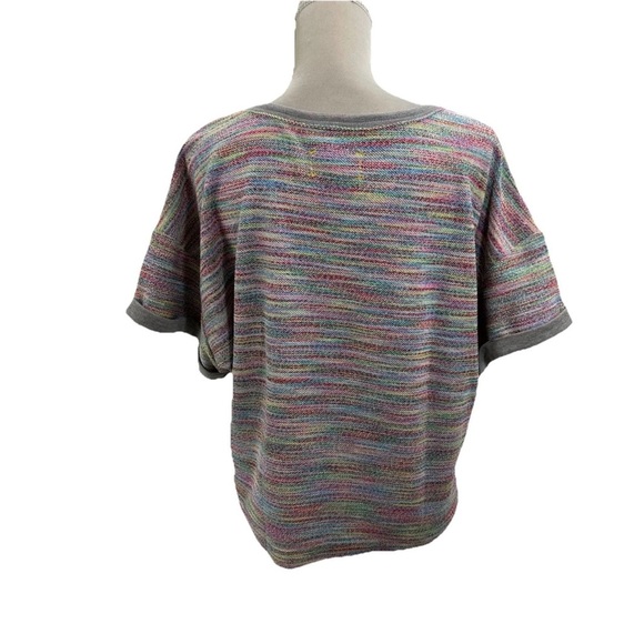 Saturday Sunday Anthropologie French Terry Top Womens Large Shirt Sleeve Rainbow - Picture 3 of 7